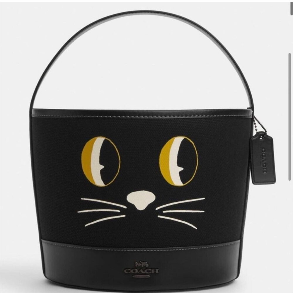 Coach Black Cat Face Shoulder Bag - Picture 3 of 7
